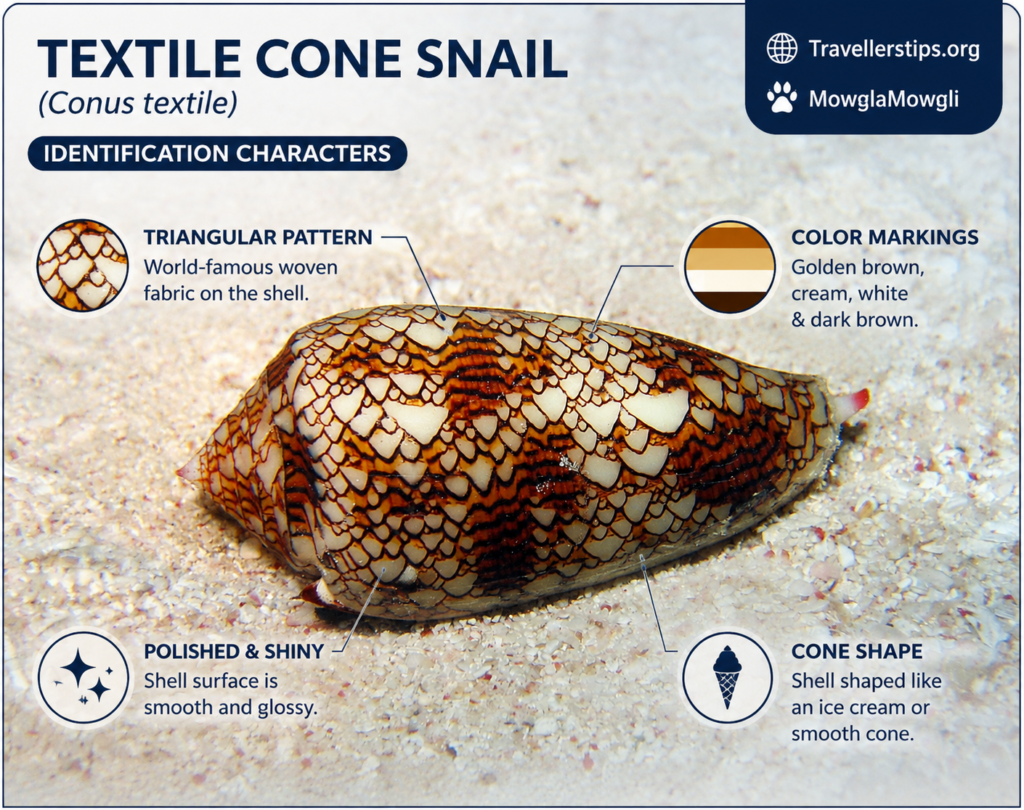 textile cone snail identify